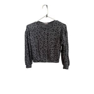 Gap Kids‎ Girls Gray Leopard Print Pullover Sweatshirt Size M 8 Long Sleeve Crew